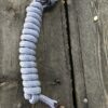 yacht braid lead rope 9/16 inch eye splice and leather popper silver